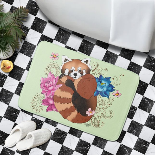 Red Panda Lotus Flowers Henna Badrumsmatta (Skapare uppladdad)