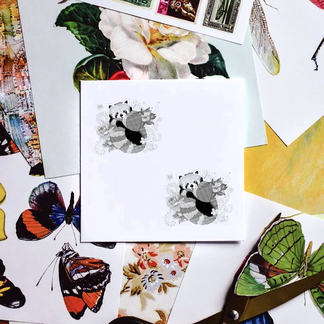 Red Panda Lotus Flowers Henna Stämpel (Skapare uppladdad)