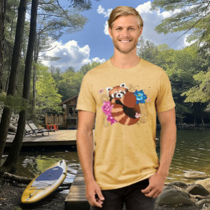 Red Panda Lotus Flowers Henna T Shirt