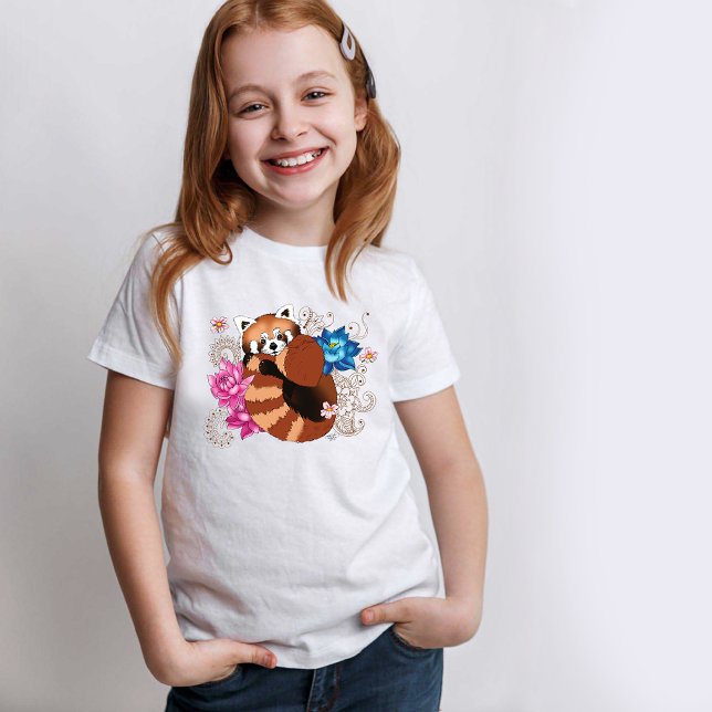 Red Panda Lotus Flowers Henna T Shirt (Skapare uppladdad)