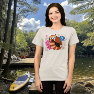 Red Panda Lotus Flowers Henna T Shirt