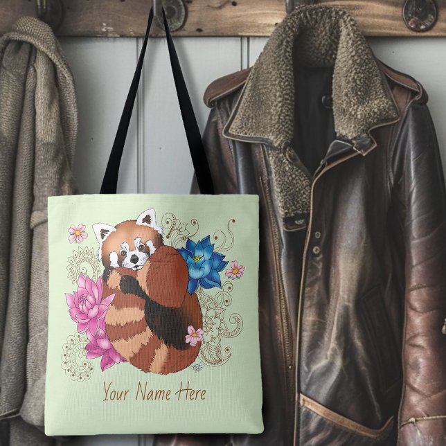 Red Panda Lotus Flowers Henna Tygkasse (Skapare uppladdad)