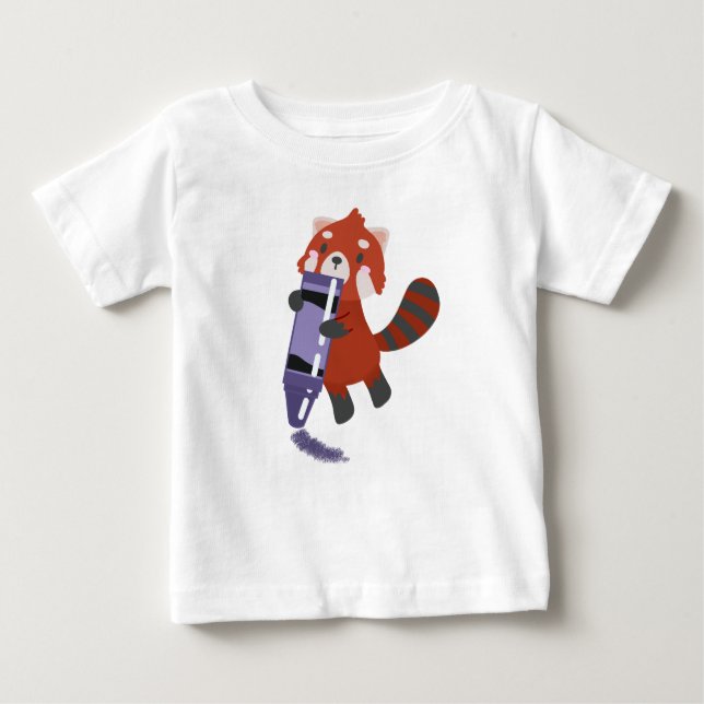 Red Panda med Crayon T Shirt (Framsida)