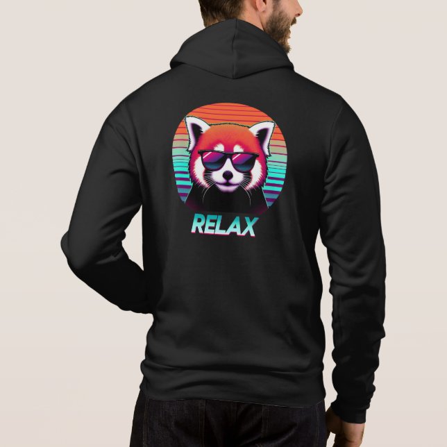 Red Panda med solglasögon med ord-slappna av T Shirt (Baksida)