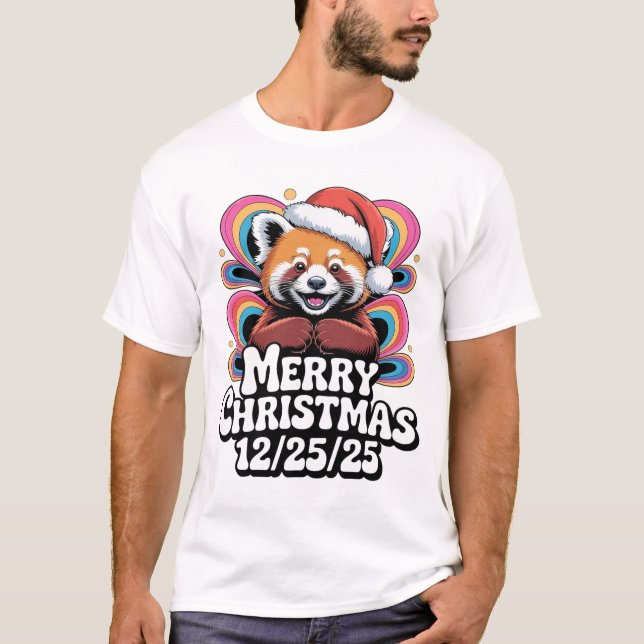 Red Panda Merry Christmas 12/25/25 T Shirt (Framsida)