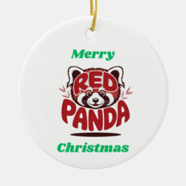 Red Panda Merry Christmas Julgransprydnad Keramik