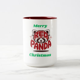 Red Panda Merry Christmas Två-Tonad Mugg