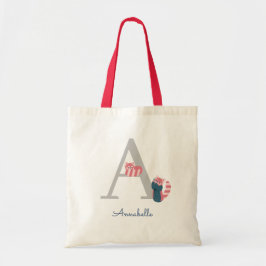 Red Panda Monogram Brev ’A’ Tote Bag Tygkasse