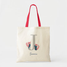 Red Panda Monogram Brev ’J’ Tote Bag