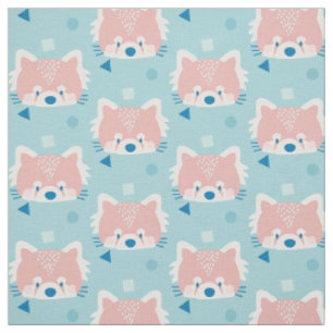 Red Panda Mönster Modern Blue Tyg