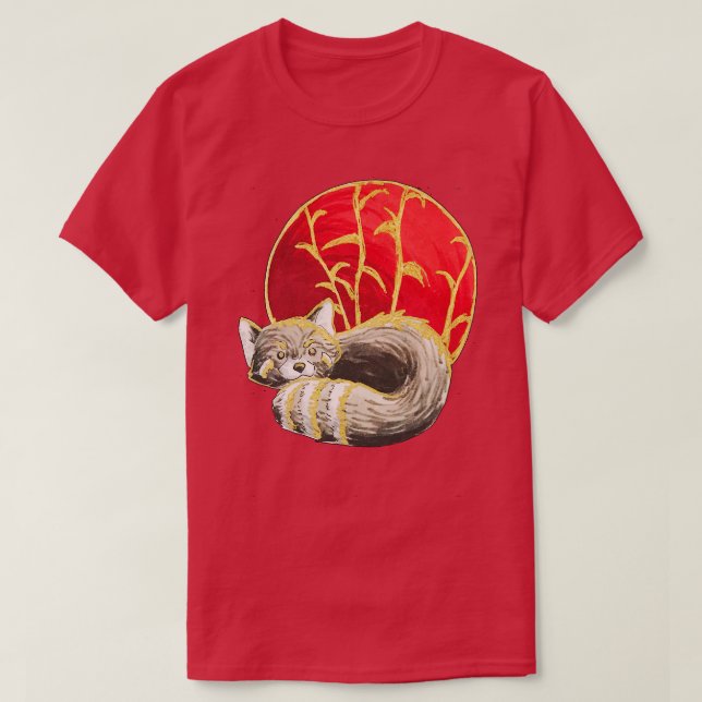 Red Panda nära Bamboo T Shirt (Design framsida)