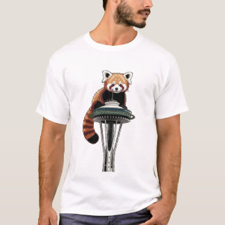 Red Panda on Seattle Space Needle T Shirt