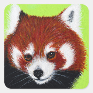 Red Panda Painting Fyrkantigt Klistermärke