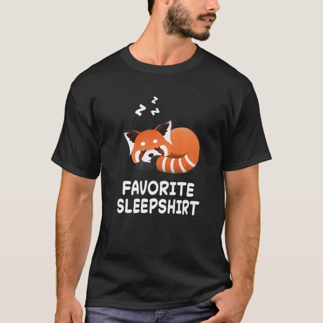 Red Panda Pandas Nap Sleeping Pajama Pajamas T Shirt (Framsida)