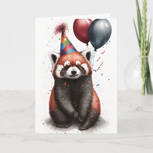 Red Panda Party Greeting Card Kort (Framsida)