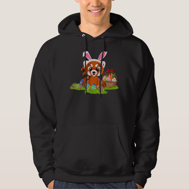 Red Panda Påskägg Hunting Bunny Red Panda Easte Hoodie (Framsida)
