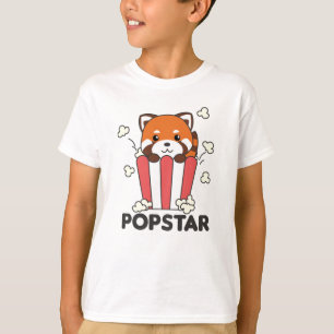 Red Panda Popcorn Popstar Funny Pun T Shirt