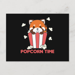 Red Panda Popcorn Time Funny Pun Vykort