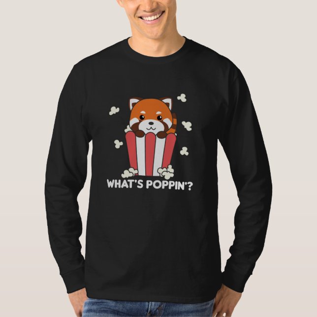 Red Panda Popcorn Whats Poppin Funny T Shirt (Framsida)