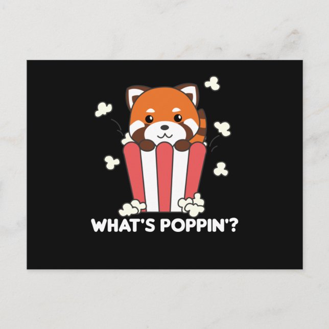 Red Panda Popcorn Whats Poppin Funny Vykort (Framsida)