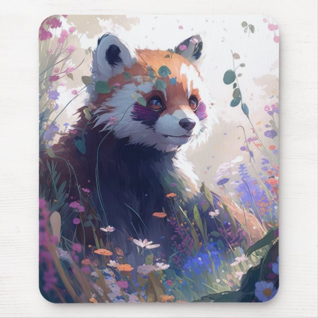 Red Panda Porträtt Animal Painting Wildlife Forest Musmatta (Framsidan)