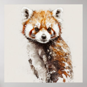 Red Panda Porträtt Animal Painting Wildlife Forest Poster