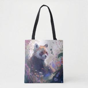 Red Panda Porträtt Animal Painting Wildlife Forest Tygkasse