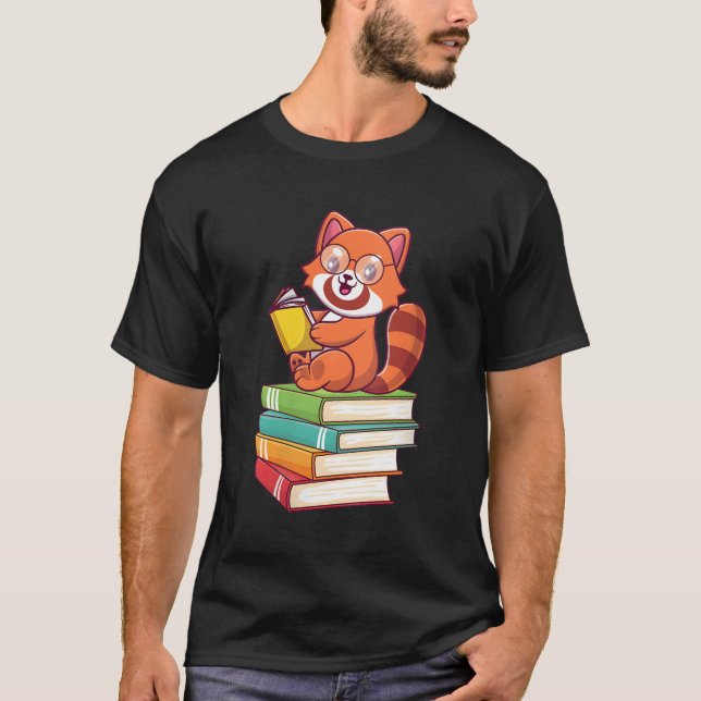 Red Panda Reader Red Pandas Bok Bookworm T Shirt (Framsida)