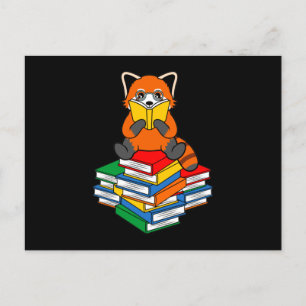 Red Panda Reading Bokar Cute Pet Animal Pandas Lov Meddelande Vykort