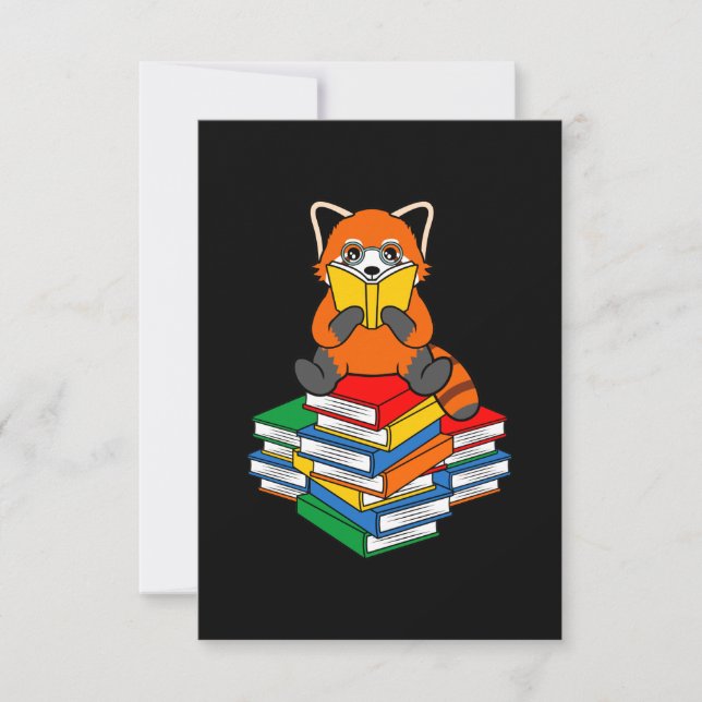 Red Panda Reading Bokar Cute Pet Animal Pandas Lov OSA Kort (Framsida)