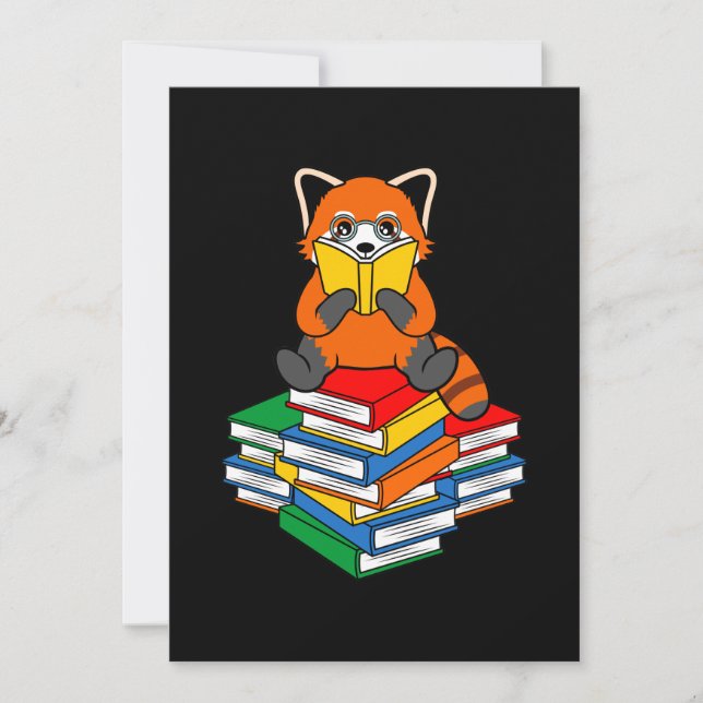 Red Panda Reading Books Cute Pet Animal Pandas Lov Tack Kort (Framsida)