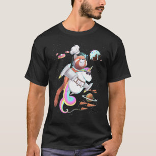 Red Panda Riding Unicorn Food Pizza Space Party Pl T Shirt