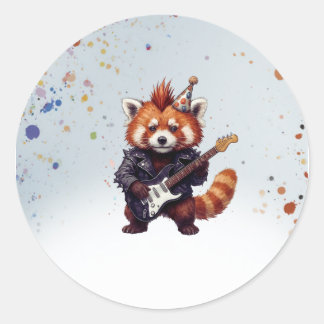 Red Panda Rocker Birthday Sticker Runt Klistermärke
