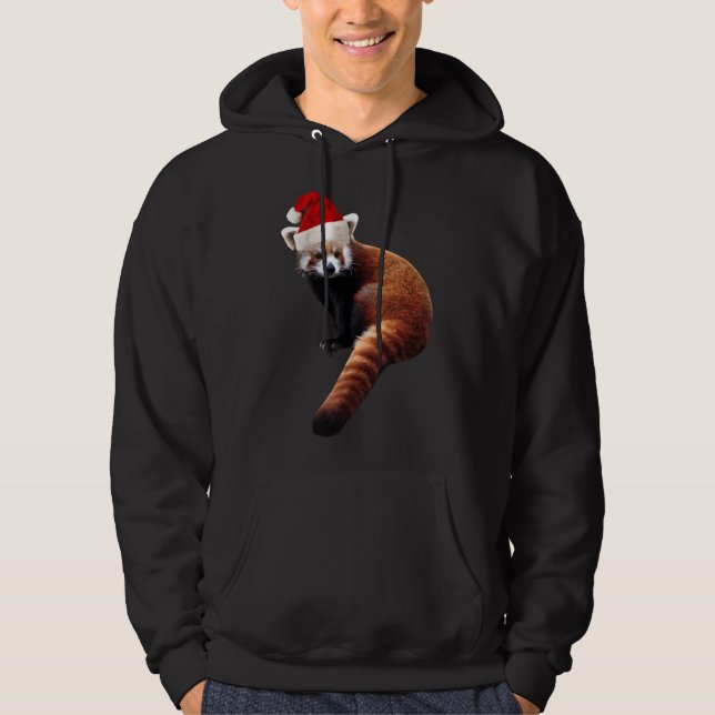 Red Panda Santa Cute God Hat för Pandabjörn L Hoodie (Framsida)