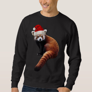 Red Panda Santa Cute God Hat för Pandabjörn L Lång Ärmad Tröja