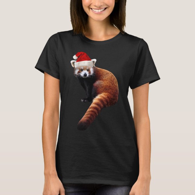 Red Panda Santa Cute God Hat för Pandabjörn L T Shirt (Framsida)