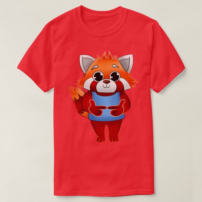 Red Panda Shy Finger T Shirt (Design framsida)