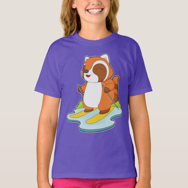 Red Panda Skier Ski T Shirt (Framsida)