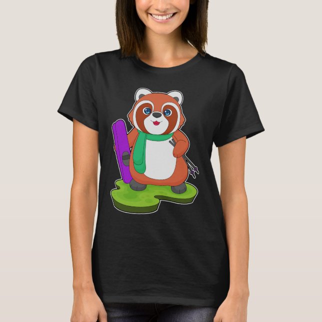 Red Panda Skier Ski T Shirt (Framsida)