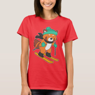Red panda Skier Ski Winter sport T Shirt