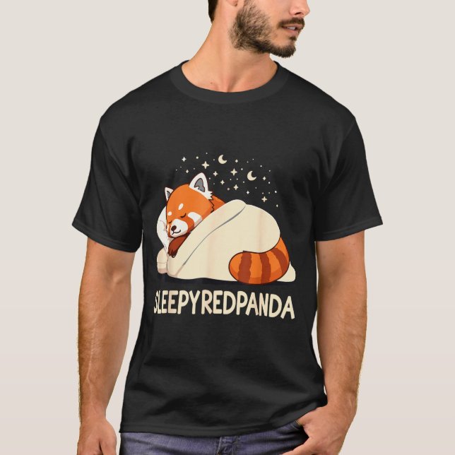 Red Panda Sleep Pajamas  T Shirt (Framsida)