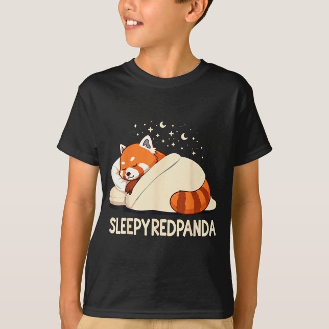 Red Panda Sleep Pajamas  T Shirt (Framsida)