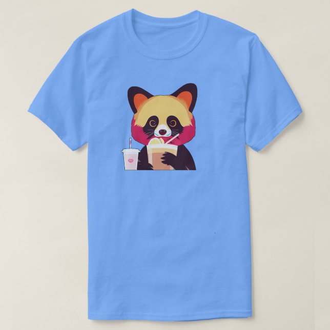 Red Panda som dricker en Fruit Smoothie Funny Cute T Shirt (Design framsida)