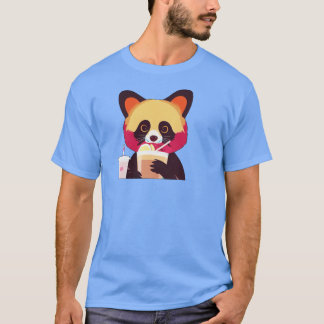 Red Panda som dricker en Fruit Smoothie Funny Cute T Shirt