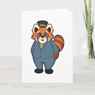 Red Panda som Groom med Hat Kort