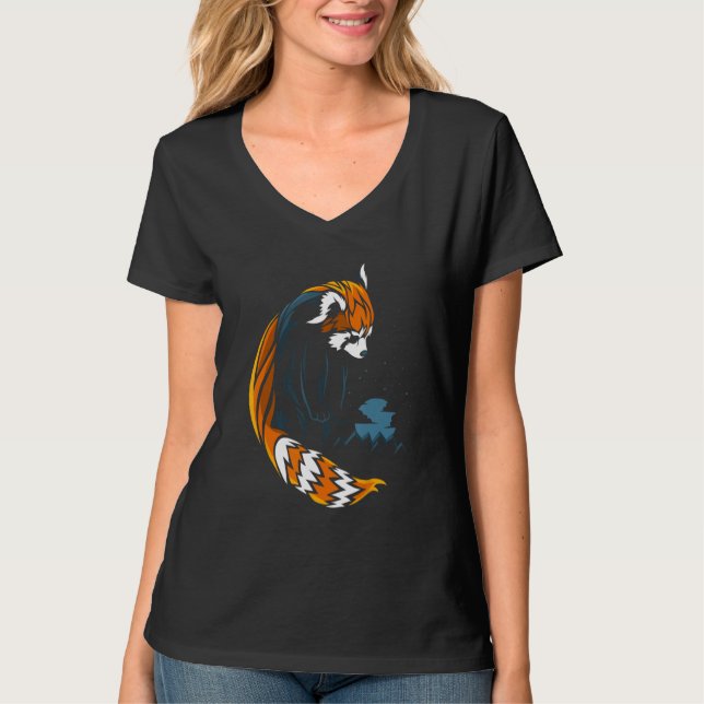 Red Panda tatuto stil T Shirt (Framsida)