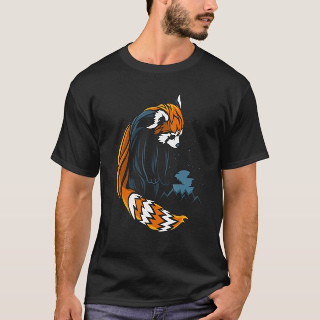 Red Panda tatuto stil T Shirt (Framsida)