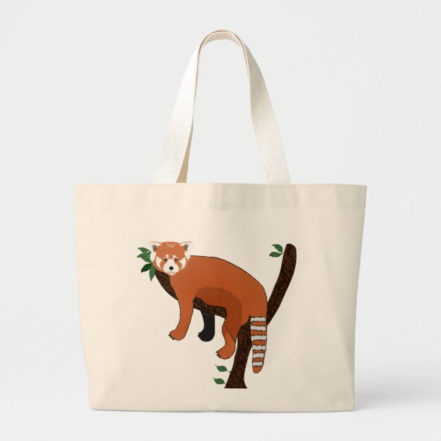 Red Panda Tote Bag Jumbo Tygkasse (Framsidan)