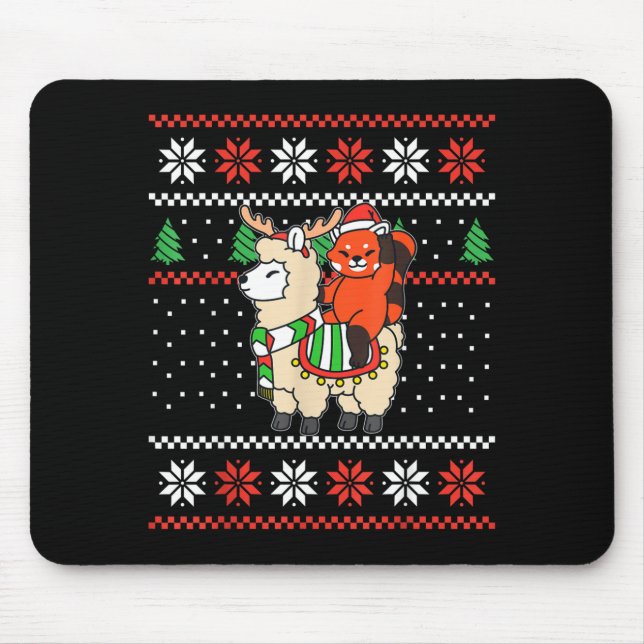 Red Panda Ugly Christmas Sweater Reindeer Llama Ri Musmatta (Framsidan)