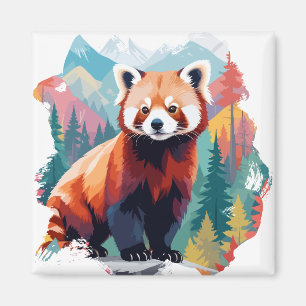 Red Panda Vector Art Animal i majestisk natur Magnet
